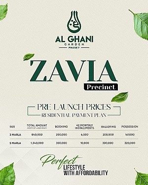 Al Ghani Garden Phase 7 – Zavia Precinct Pre-Launch Prices & Payment Plan