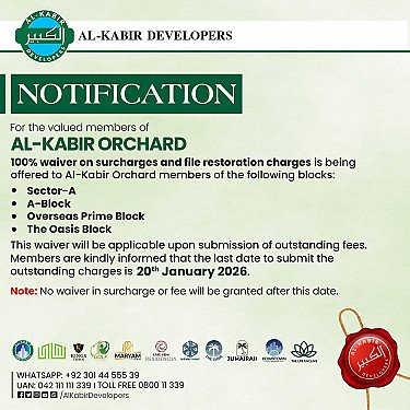 100% Surcharge Waiver for Al Kabir Orchard Members - Complete Details, Deadline & Developer Background