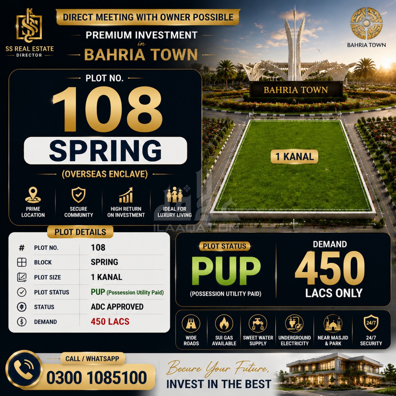1 Kanal Plot for sale in Sector B - Bahria Springs, Bahria Town, Lahore - (ID-15730)