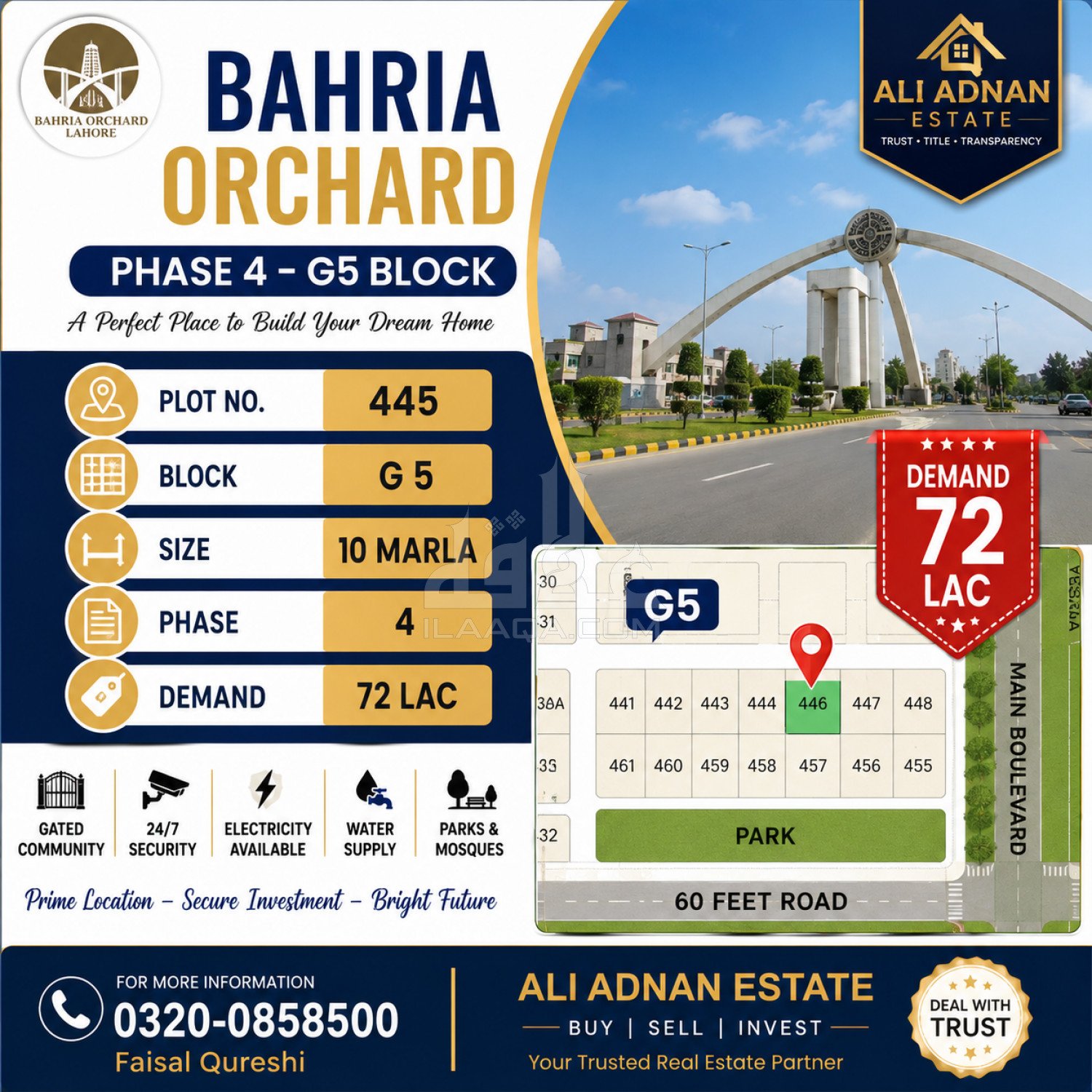 10 Marla Plot for sale in Phase 4 - G5 Block, Bahria Orchard, Lahore - (ID-15791)