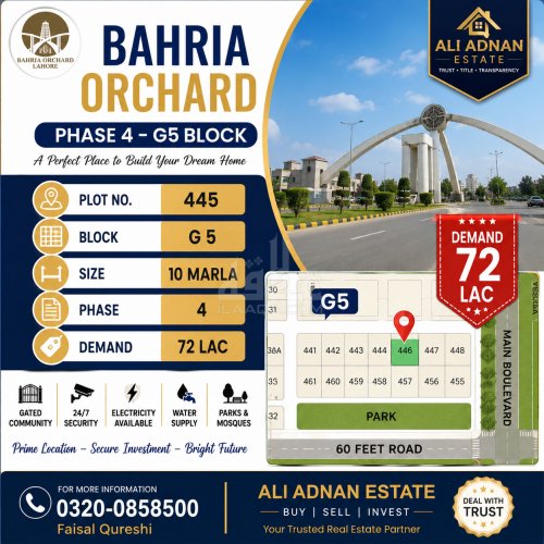 10 Marla Plot for sale in Phase 4 - G5 Block, Bahria Orchard, Lahore - (ID-15791)