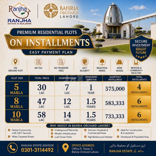 8 Marla Plot for sale in Phase 2 - F Block, Bahria Orchard, Lahore - (ID-15794)