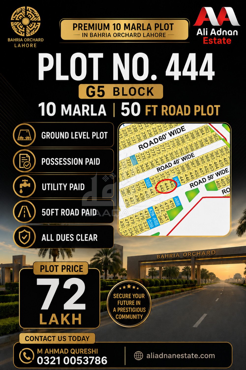 10 Marla Plot for sale in Phase 4 - G5 Block, Bahria Orchard, Lahore - (ID-15760)