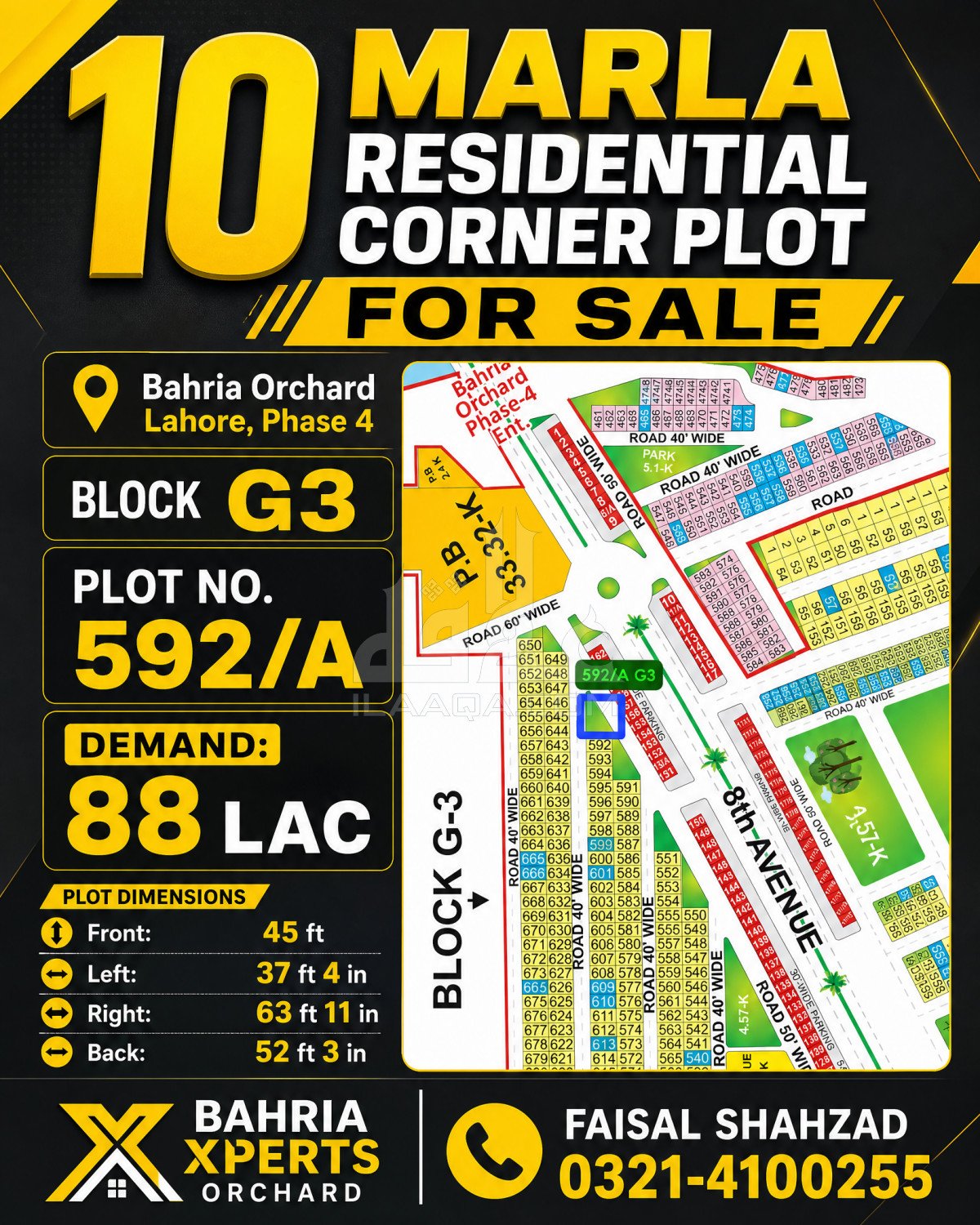 10 Marla Plot for sale in Phase 4 - G3 Block, Bahria Orchard, Lahore - (ID-15807)