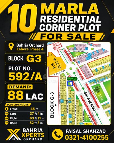 10 Marla Plot for sale in Phase 4 - G3 Block, Bahria Orchard, Lahore - (ID-15807)