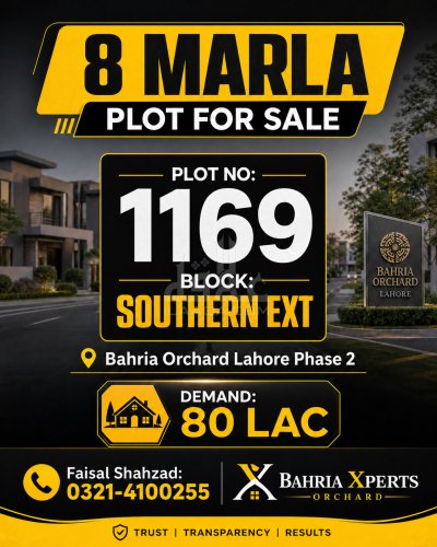 8 Marla Plot for sale in Phase 1 - Southern District, Bahria Orchard, Lahore - (ID-15809)