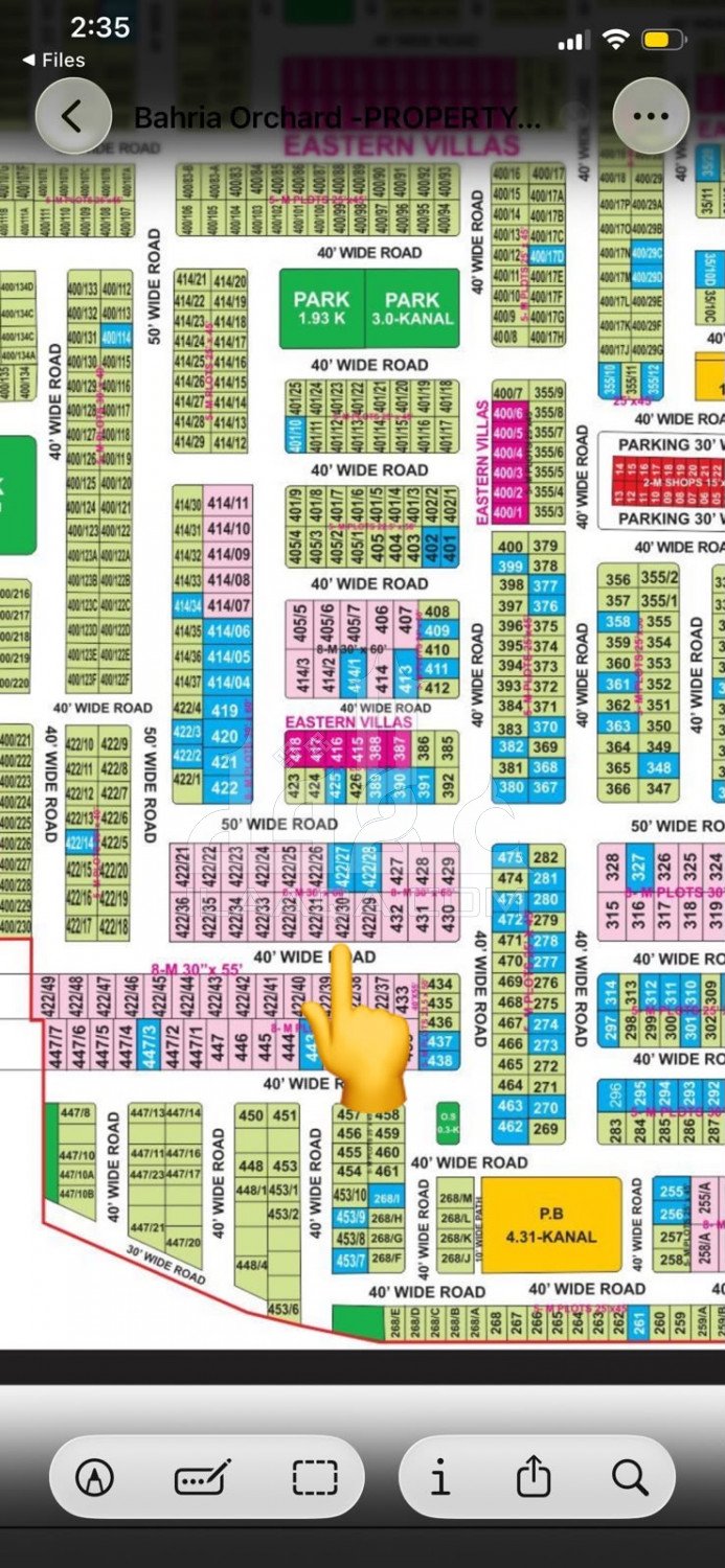8 Marla Plot for sale in Phase 1 - Eastern District Ext. II, Bahria Orchard, Lahore - (ID-15831)