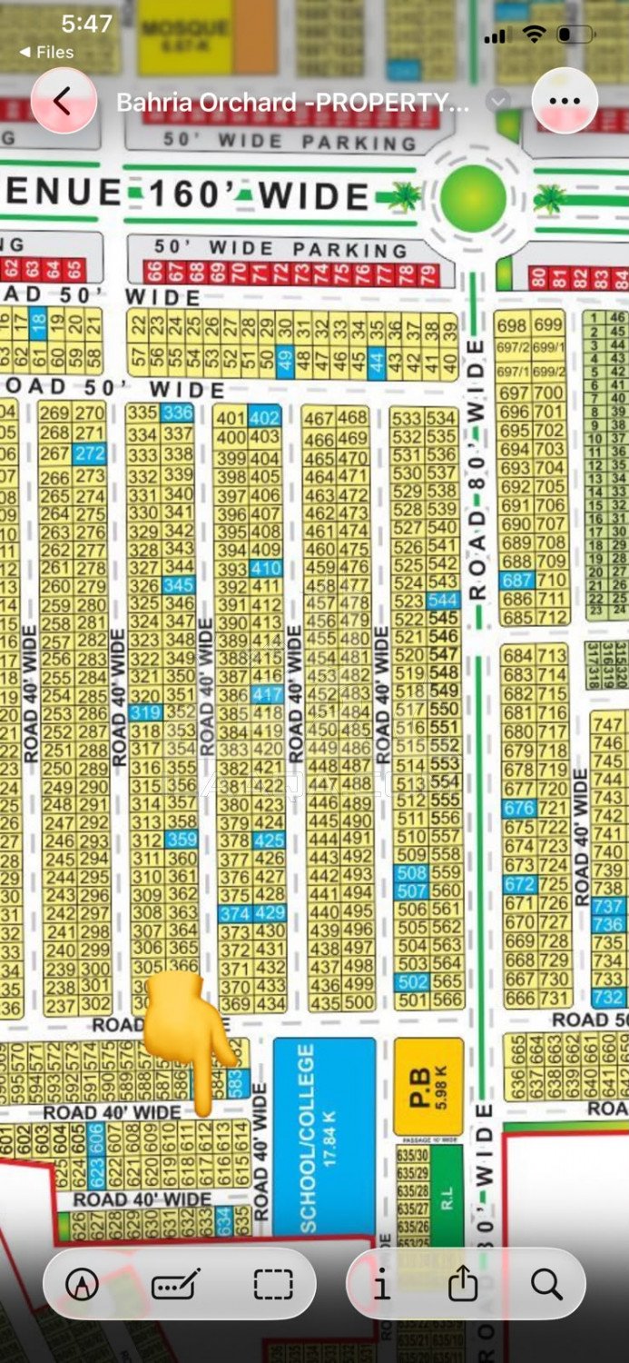 10 Marla Plot for sale in Phase 4 - G6 Block, Bahria Orchard, Lahore - (ID-15844)