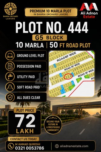10 Marla Plot for sale in Phase 4 - G5 Block, Bahria Orchard, Lahore - (ID-15894)