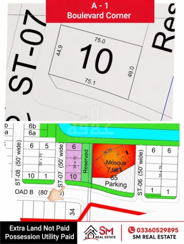 14 Marla Plot for sale in Sector A1, Bahria Town Phase 8, Rawalpindi - (ID-15970)