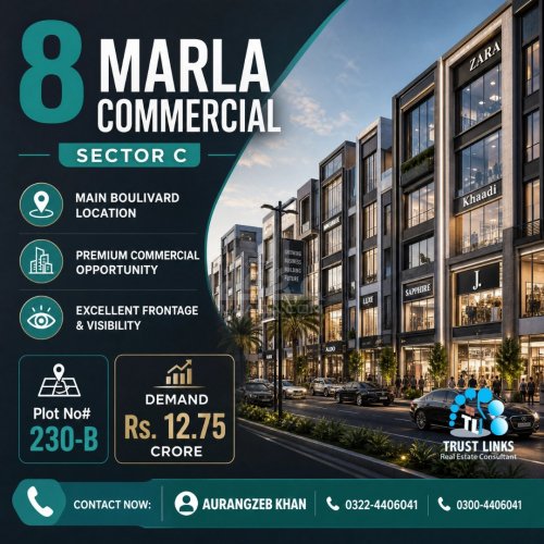 8 Marla Plot for sale in Sector C - B Side, Bahria Town, Lahore - (ID-15982)