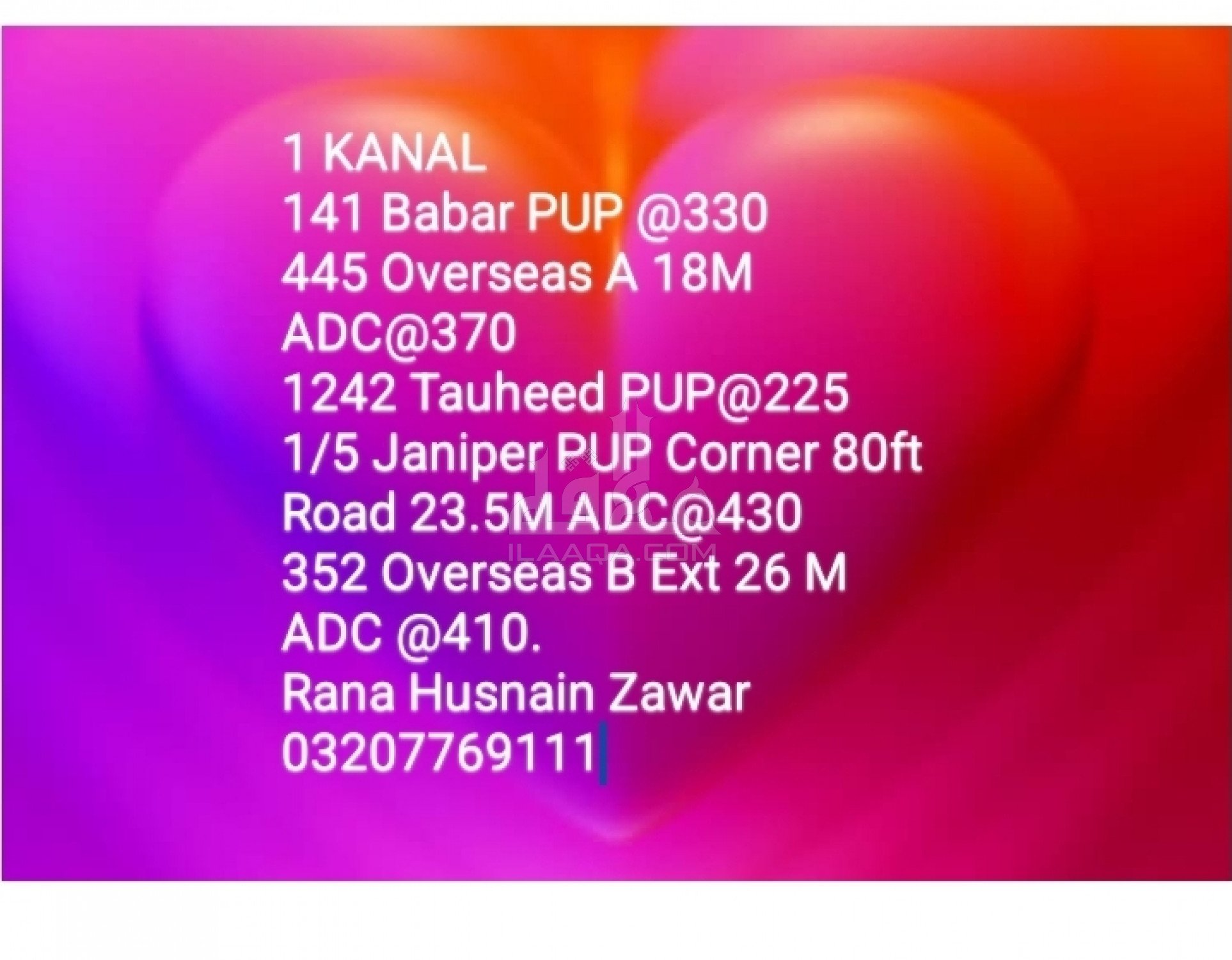 1 Kanal Plot for sale in Sector A - Babar Block, Bahria Town, Lahore - (ID-16039)