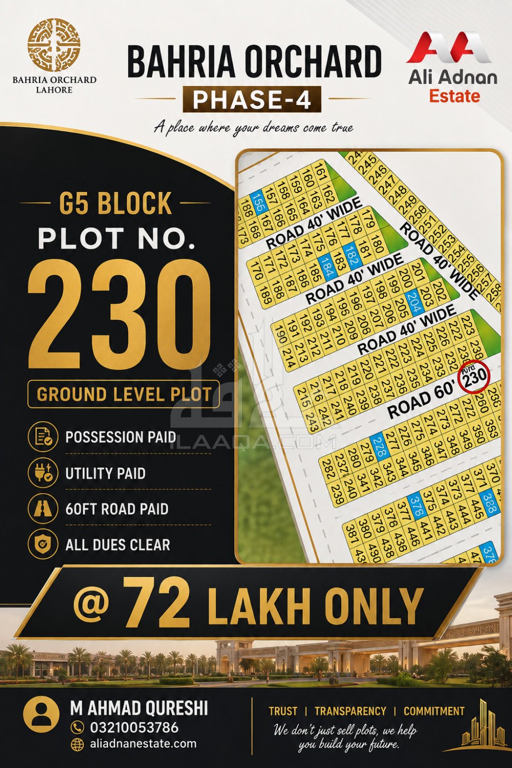 10 Marla Plot for sale in Phase 4 - G5 Block, Bahria Orchard, Lahore - (ID-16065)