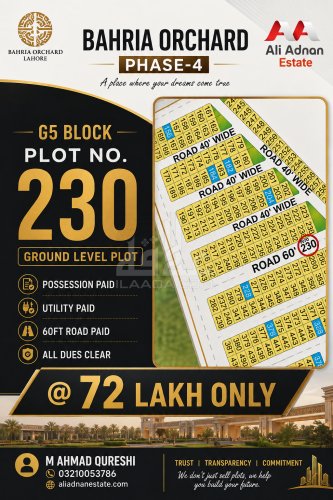 10 Marla Plot for sale in Phase 4 - G5 Block, Bahria Orchard, Lahore - (ID-16065)
