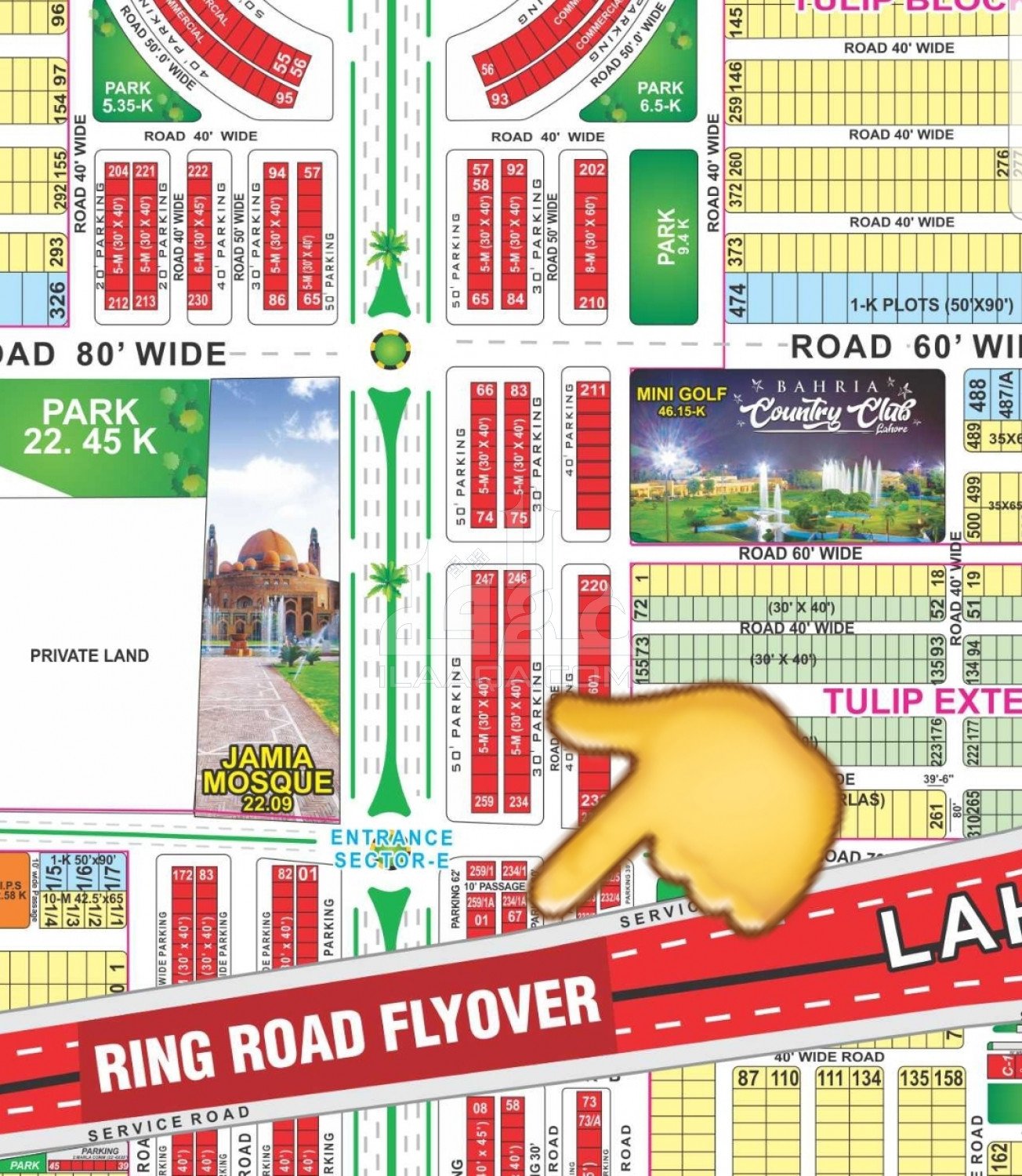 5 Marla Plot for sale in Sector C - Tulip Ext. Block, Bahria Town, Lahore - (ID-16097)
