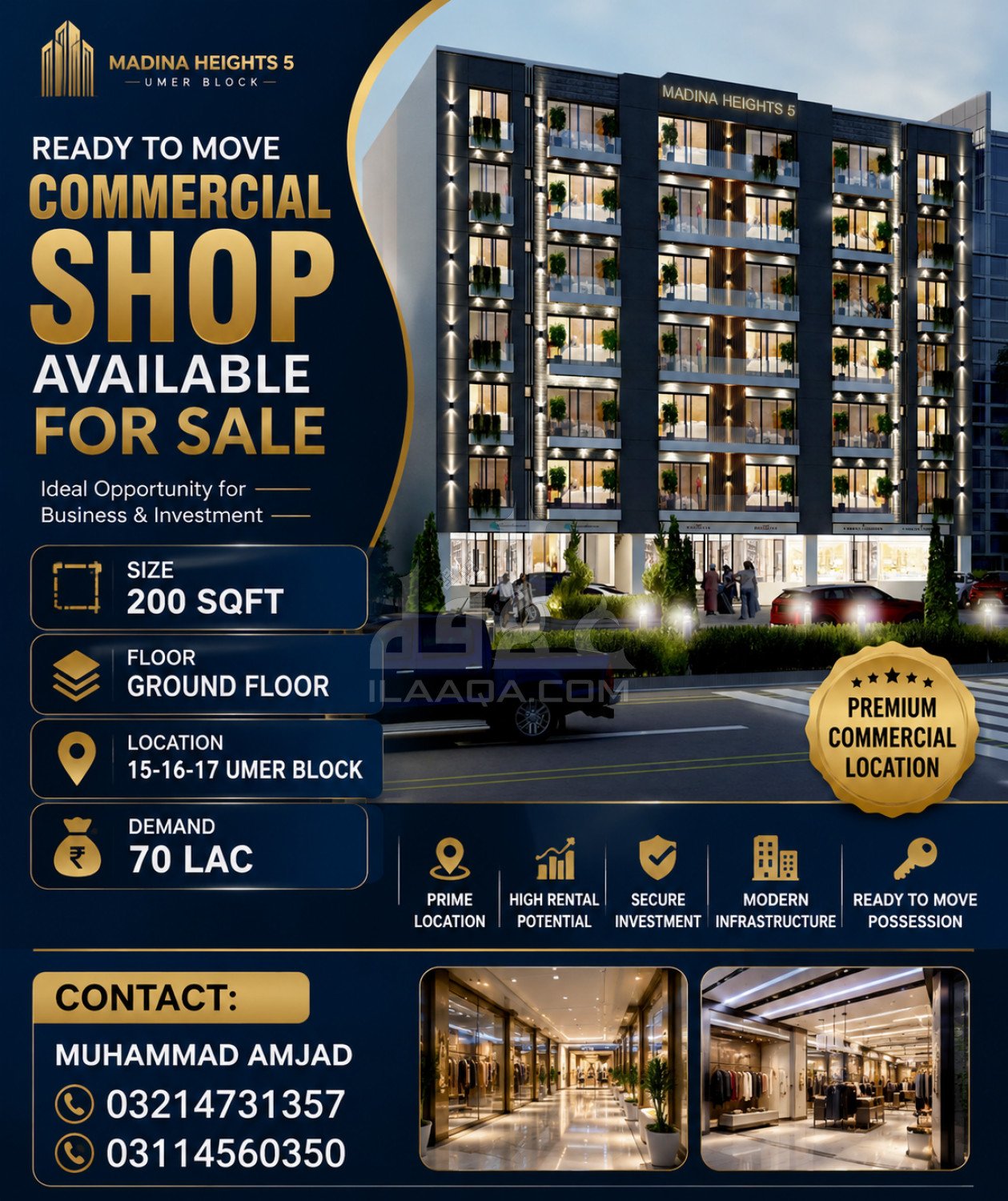 200 Sq. Feet Shop for sale in Sector B - Umer Commercial, Bahria Town, Lahore - (ID-16144)