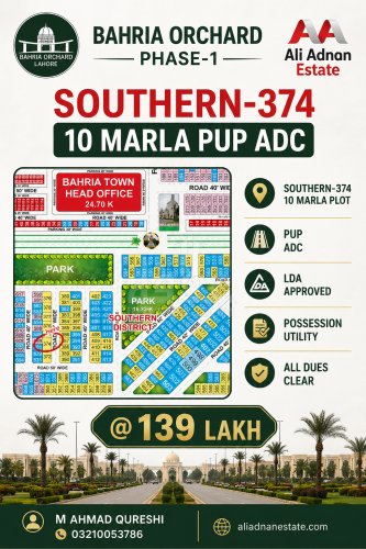 10 Marla Plot for sale in Phase 1 - Southern District, Bahria Orchard, Lahore - (ID-16150)