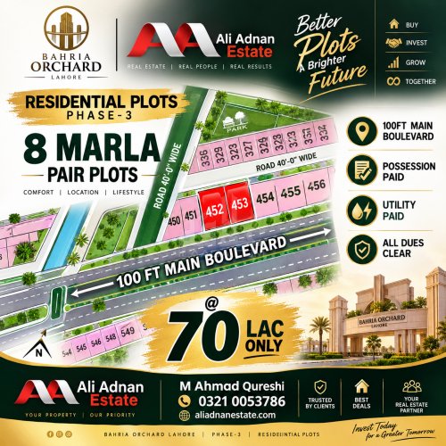 8 Marla Plot for sale in Phase 3, Bahria Orchard, Lahore - (ID-16151)