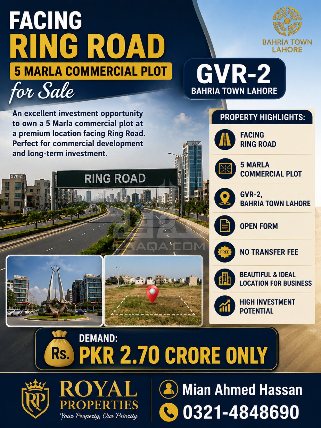 5 Marla Plot for sale in Golf Phase 2, Bahria Town, Lahore - (ID-16207)