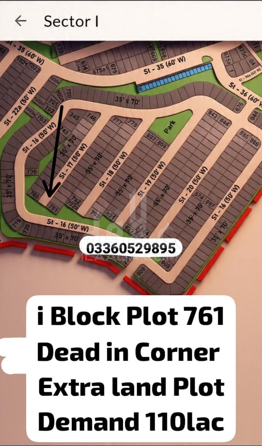 13 Marla Plot for sale in Sector I, Bahria Town Phase 8, Rawalpindi - (ID-16222)