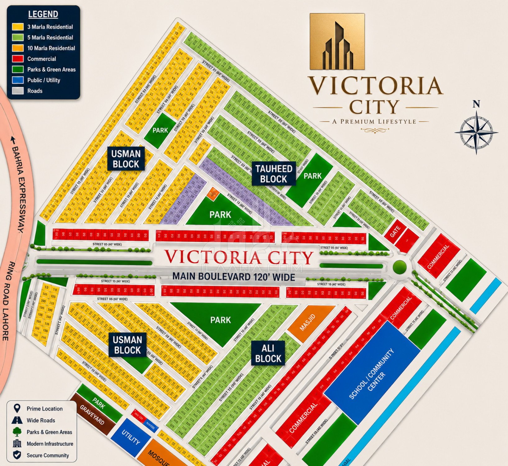 5 Marla Plot for sale in Tauheed Block, Victoria City, Lahore - (ID-16272)