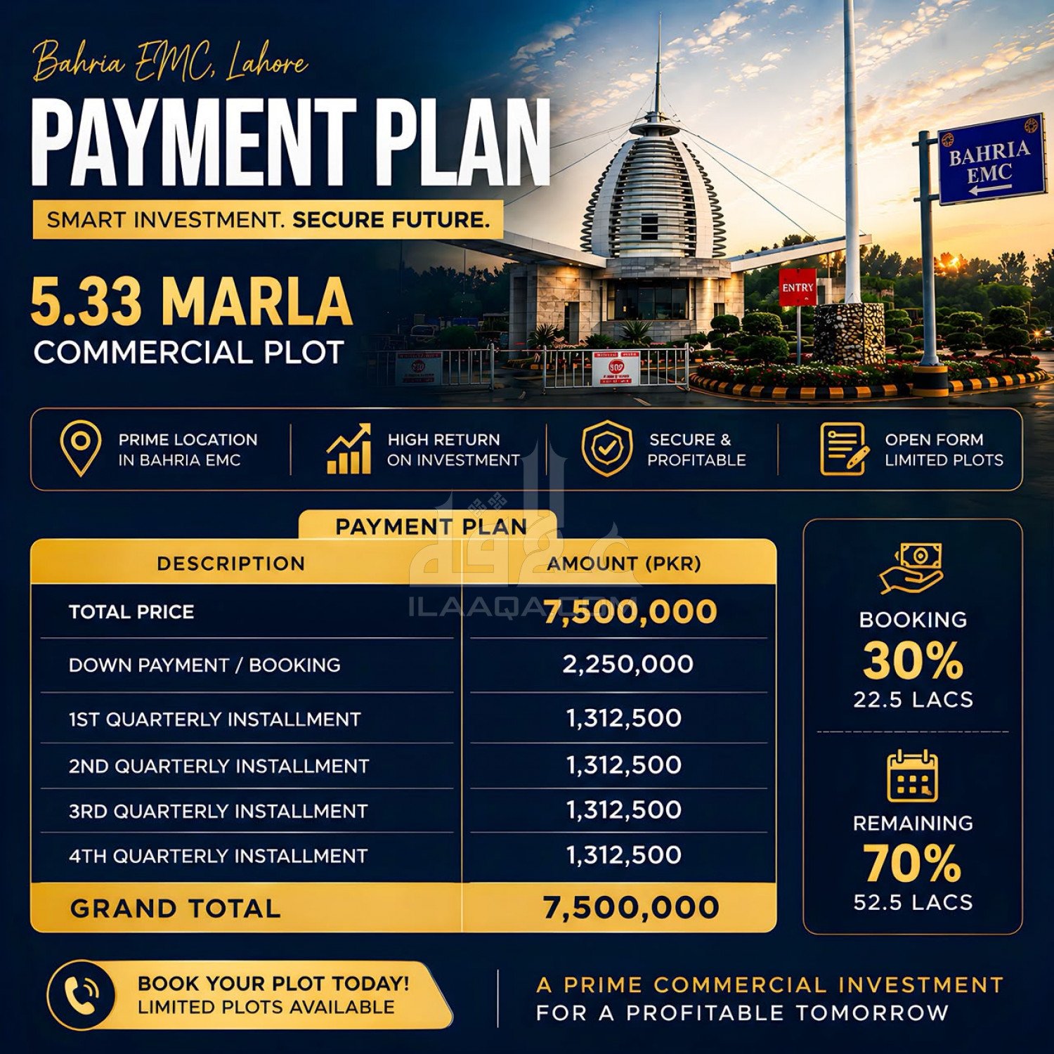 5 Marla Plot for sale in C Block, Bahria EMC, Lahore - (ID-16283)
