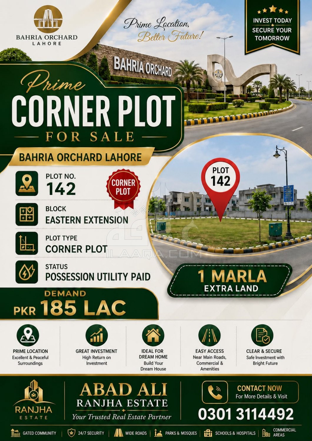10 Marla Plot for sale in Phase 1 - Eastern District, Bahria Orchard, Lahore - (ID-16320)