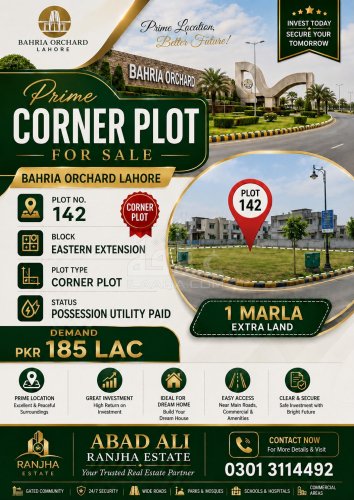 10 Marla Plot for sale in Phase 1 - Eastern District, Bahria Orchard, Lahore - (ID-16320)
