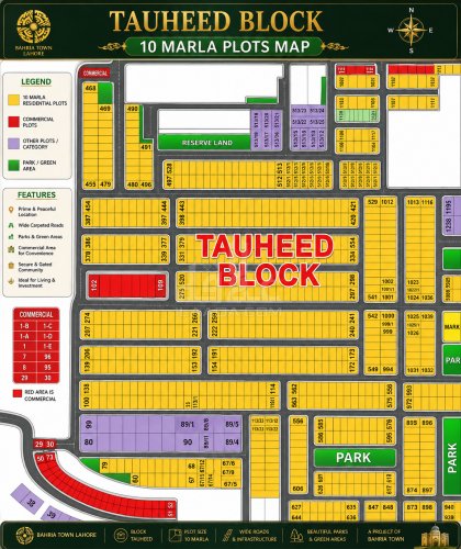 10 Marla Plot for sale in Sector F - Tauheed Block, Bahria Town, Lahore - (ID-16351)