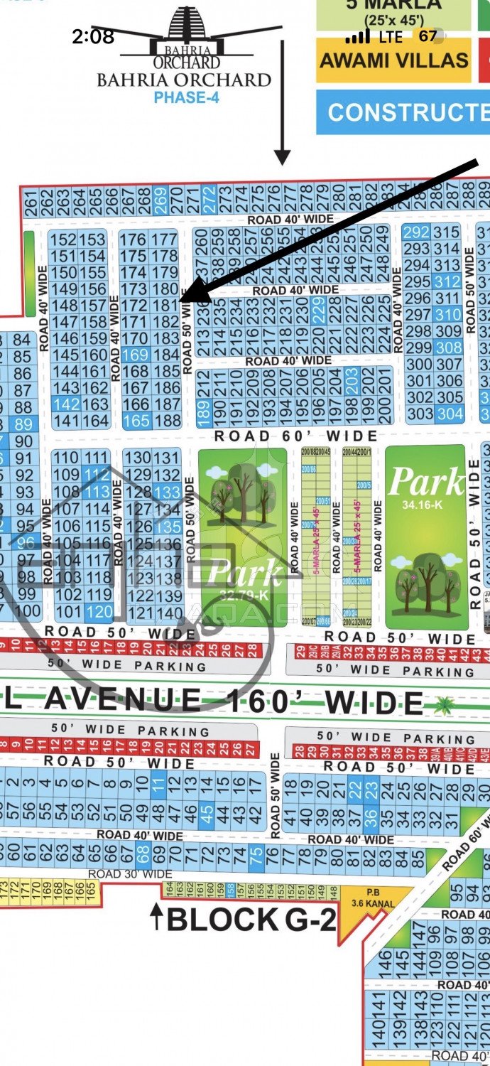 1 Kanal Plot for sale in Phase 4 - G1 Block, Bahria Orchard, Lahore - (ID-16418)