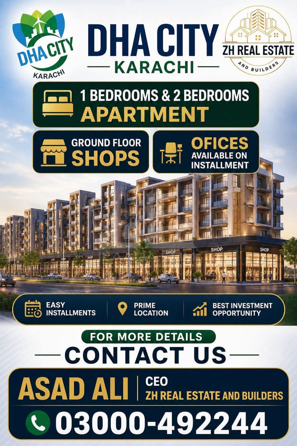 900 Sq. Feet Apartment for sale in Sector 1, DHA City Karachi, Karachi - (ID-16434)
