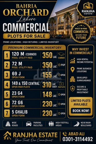 5 Marla Plot for sale in Phase 1 - Central Commercial, Bahria Orchard, Lahore - (ID-16442)