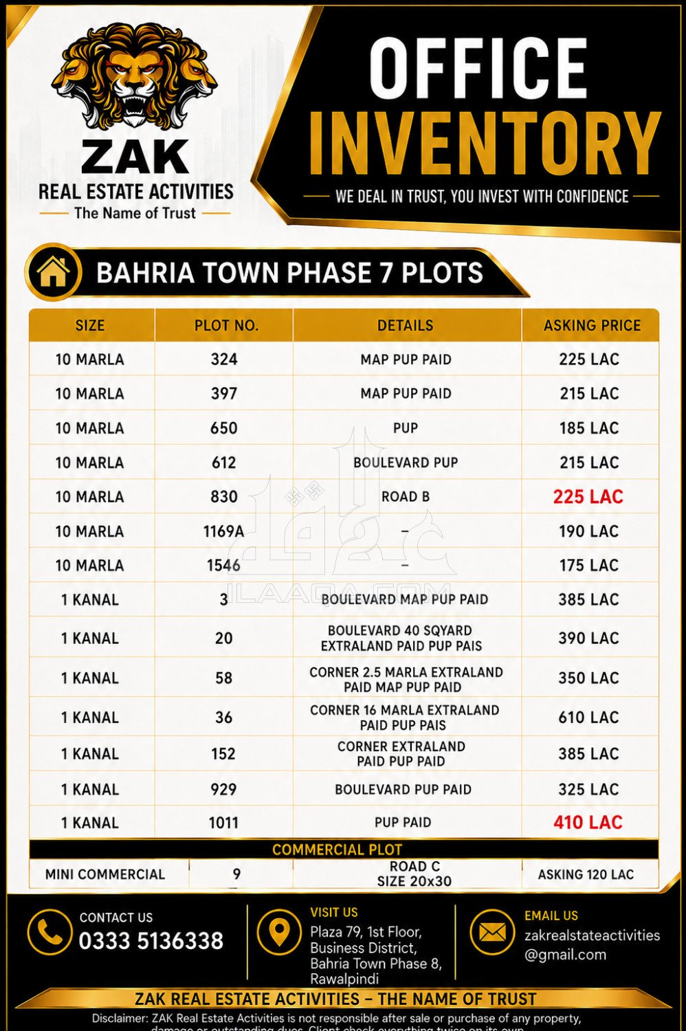 2.5 Marla Plot for sale in Phase 7, Bahria Town Phase 1-7, Rawalpindi - (ID-16460)