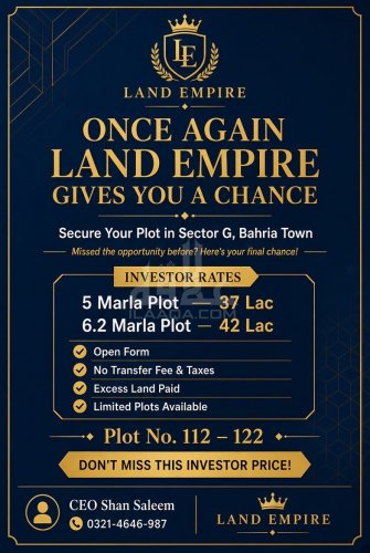 5 Marla Plot for sale in Sector G - Lalak Jan Block, Bahria Town, Lahore - (ID-16552)