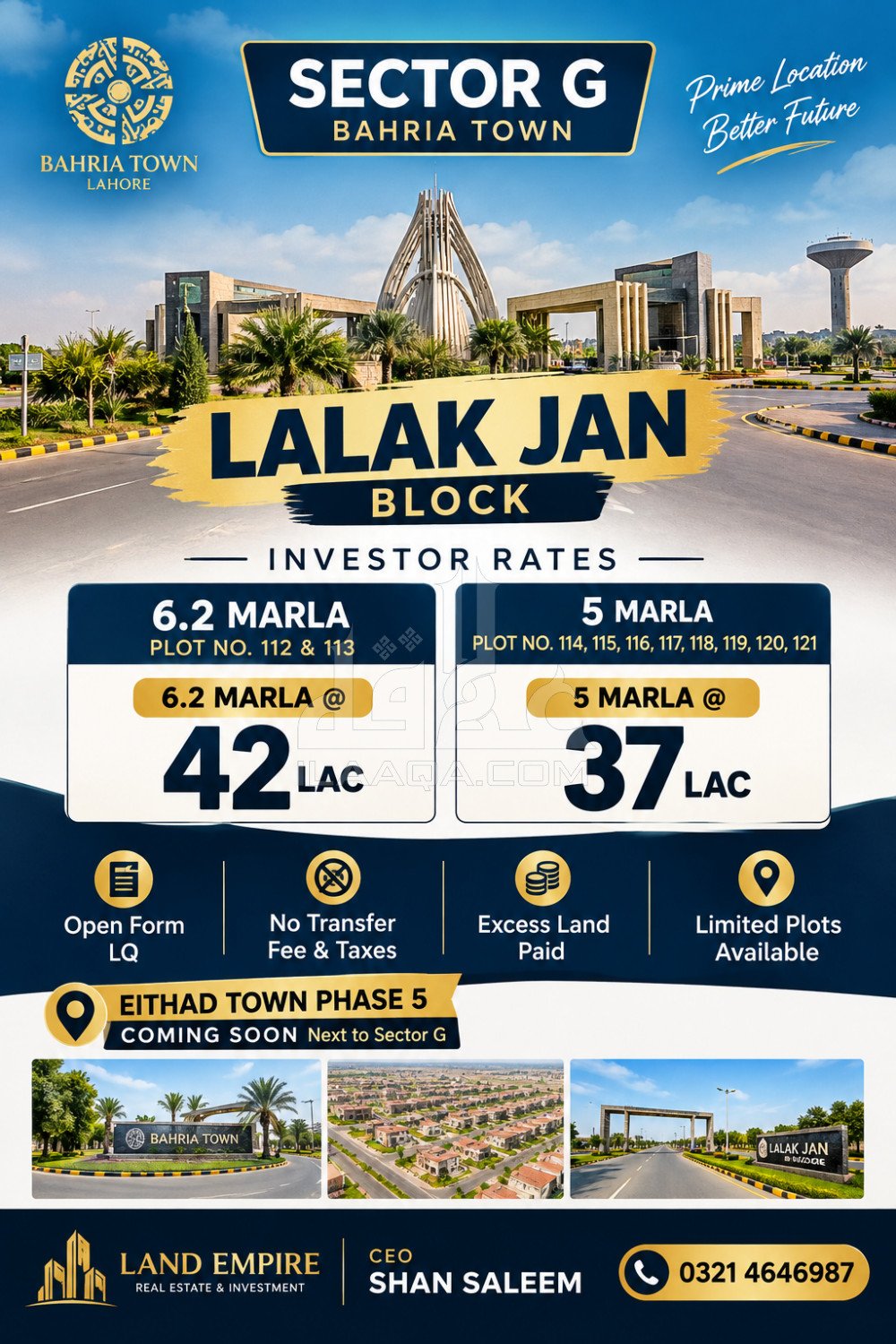 5 Marla Plot for sale in Sector G - Lalak Jan Block, Bahria Town, Lahore - (ID-16552)