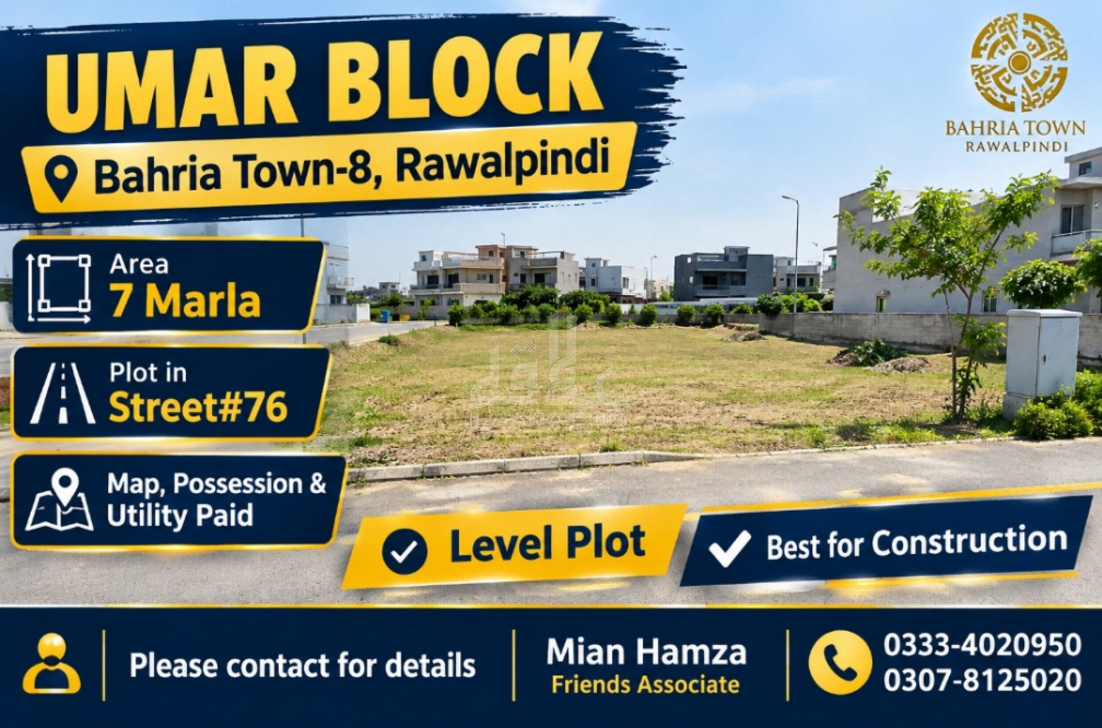 7 Marla Plot for sale in Safari Valley - Umer Block, Bahria Town Phase 8, Rawalpindi - (ID-16633)