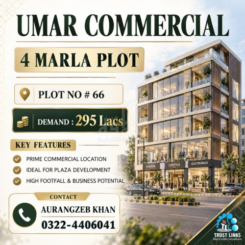 4 Marla Plot for sale in Sector B - Umer Commercial, Bahria Town, Lahore - (ID-16860)