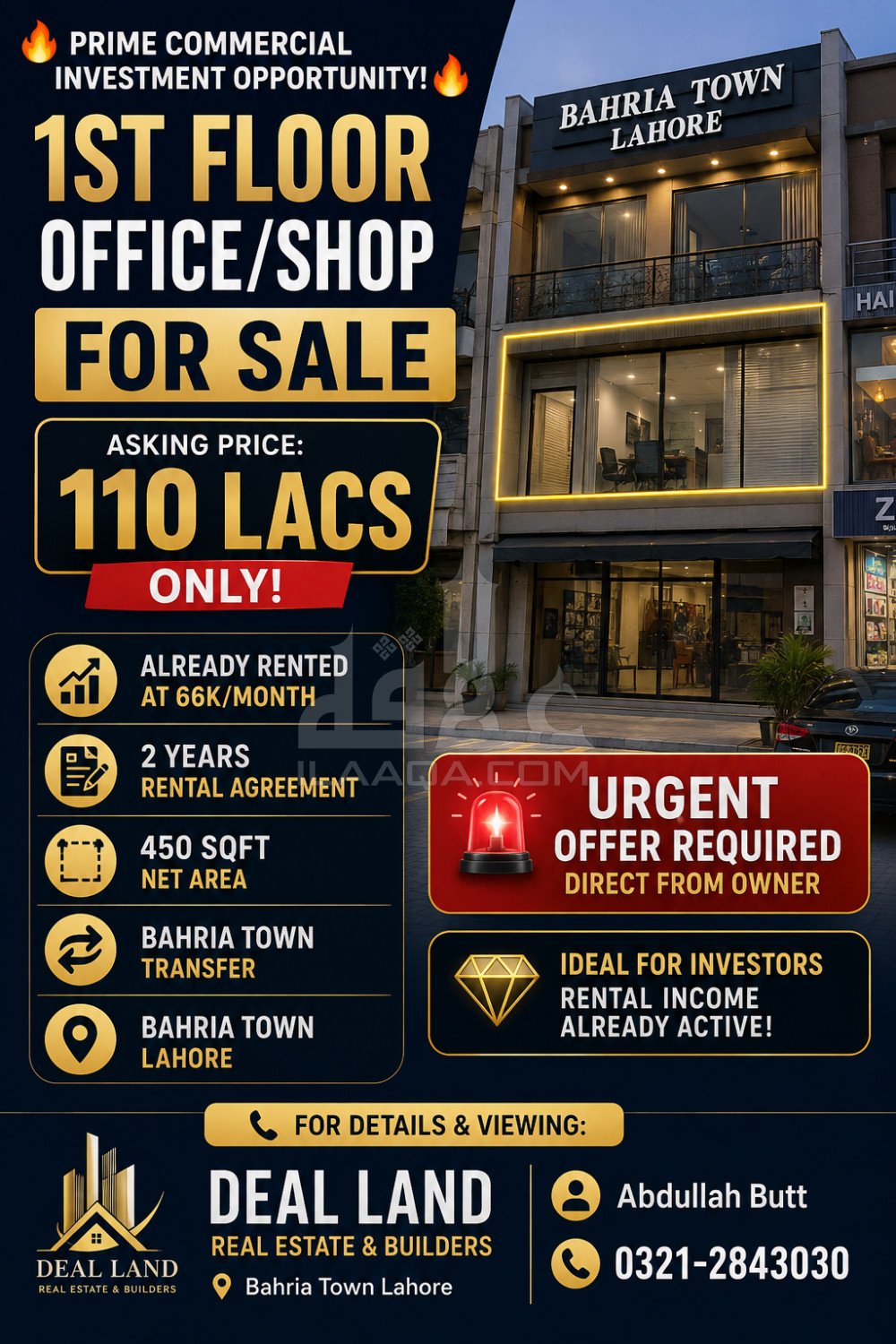 450 Sq. Feet Office for sale in Sector C - Tulip Ext. Block, Bahria Town, Lahore - (ID-16873)
