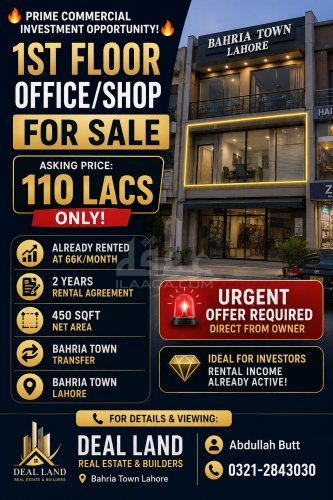 450 Sq. Feet Office for sale in Sector C - Tulip Ext. Block, Bahria Town, Lahore - (ID-16873)