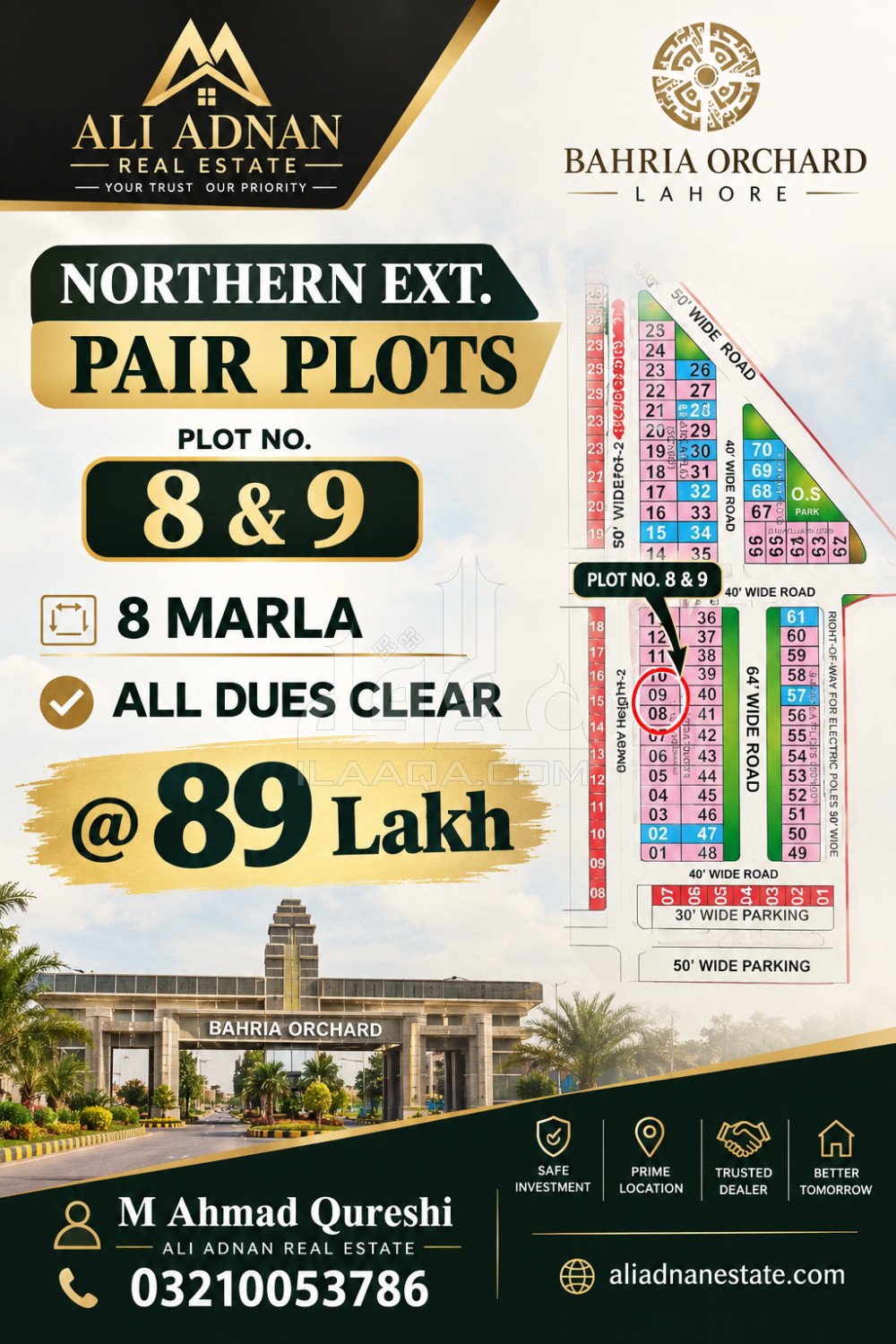 8 Marla Plot for sale in Phase 1 - Northern District Ext., Bahria Orchard, Lahore - (ID-16911)