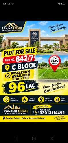 8 Marla Plot for sale in Bahria Orchard, Lahore - (ID-16937)