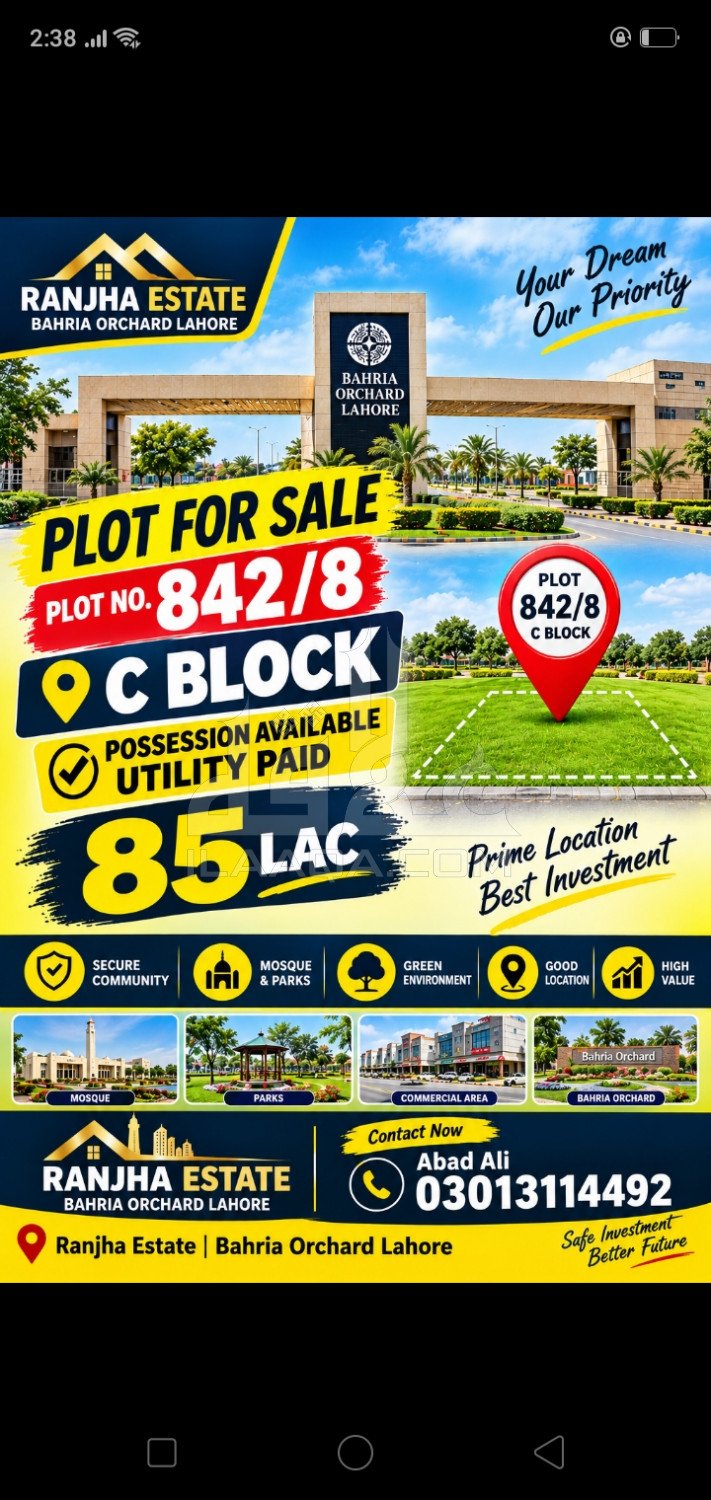7 Marla Plot for sale in Phase 2 - C Block, Bahria Orchard, Lahore - (ID-16938)