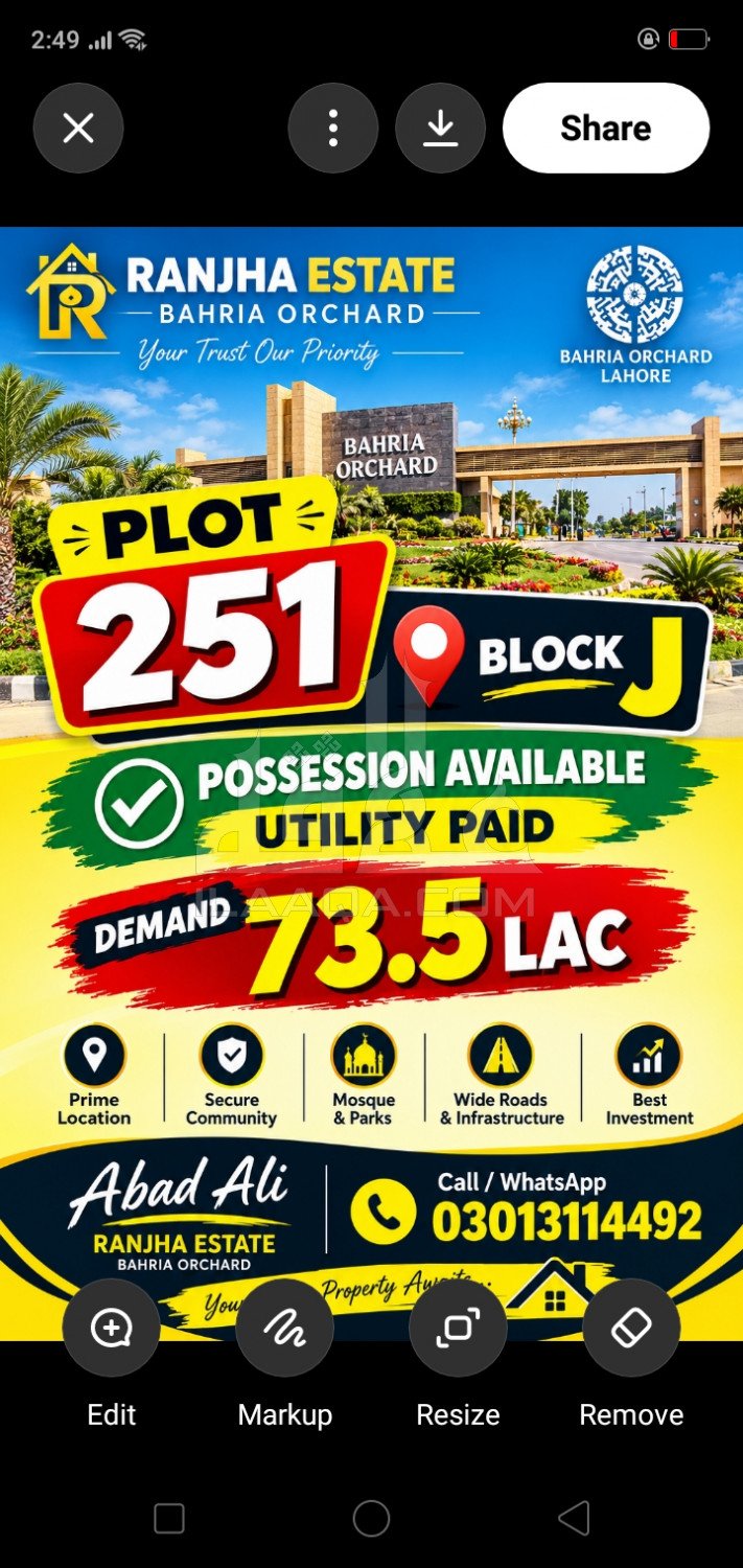 8 Marla Plot for sale in Phase 2 - J Block, Bahria Orchard, Lahore - (ID-16939)