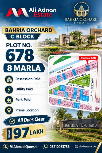 8 Marla Plot for sale in Phase 2 - C Block, Bahria Orchard, Lahore - (ID-16952)