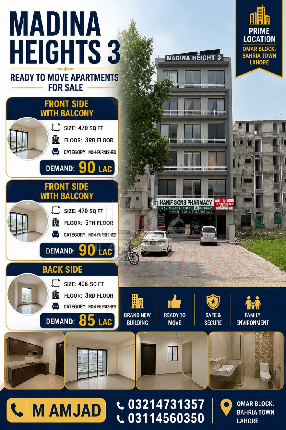475 Sq. Feet Apartment for sale in Sector B - Umer Commercial, Bahria Town, Lahore - (ID-16960)
