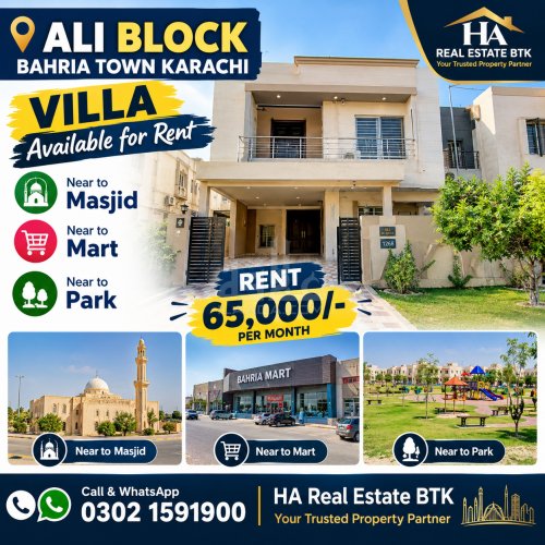 125 Sq. Yards Villa for rent in Precinct 12 - Ali Block, Bahria Town, Karachi - (ID-16966)