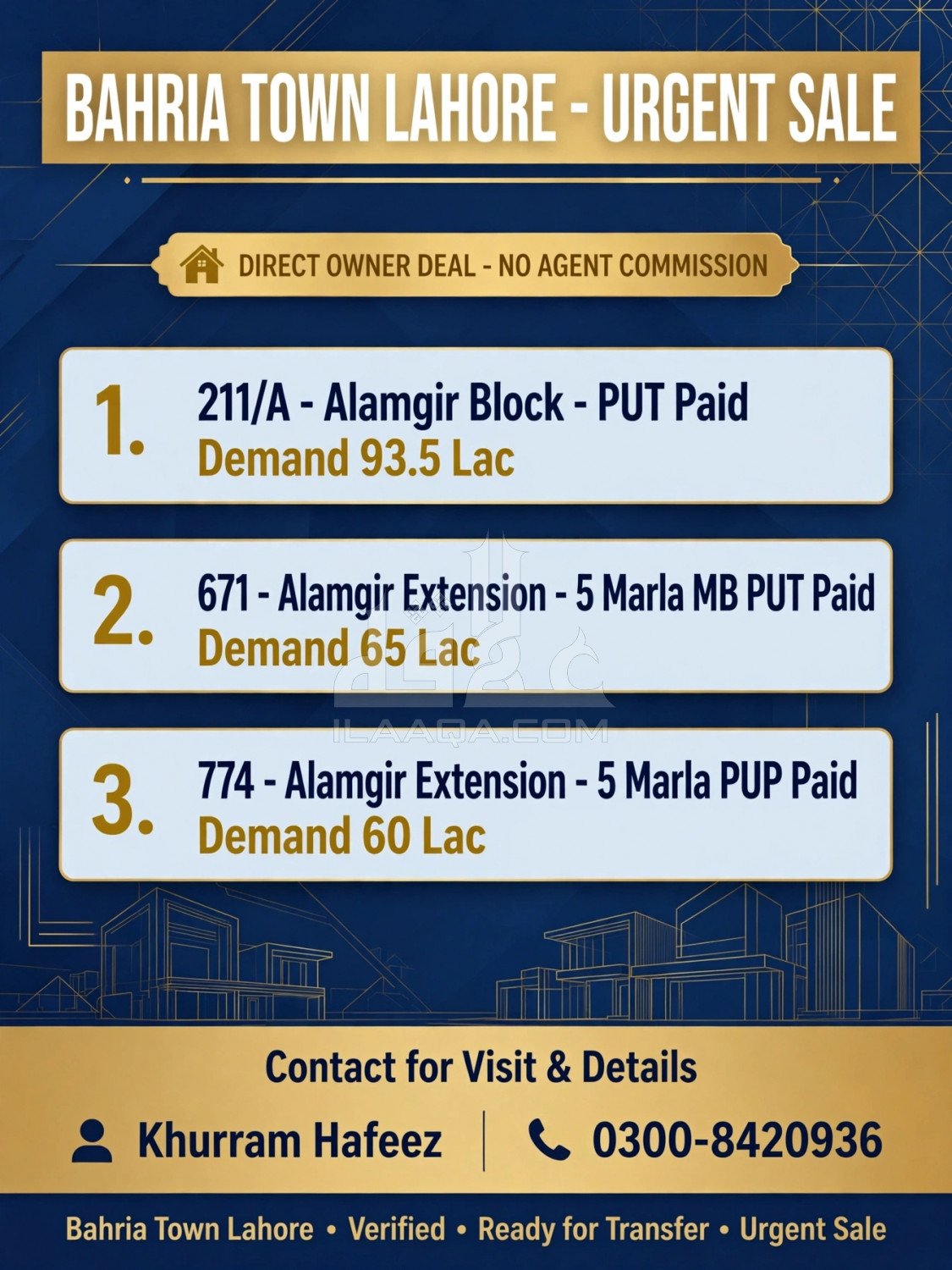 5 Marla Plot for sale in Sector F - Alamgir Block, Bahria Town, Lahore - (ID-16983)