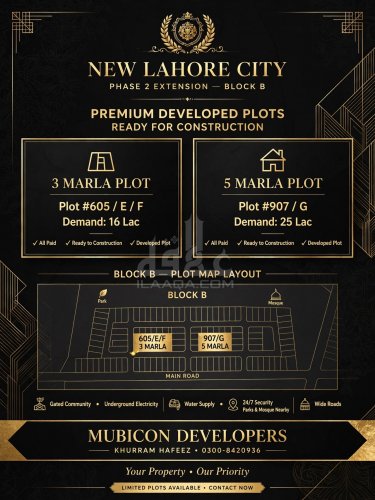 3 Marla Plot for sale in Phase 3 - Block B, New Lahore City, Lahore - (ID-16984)