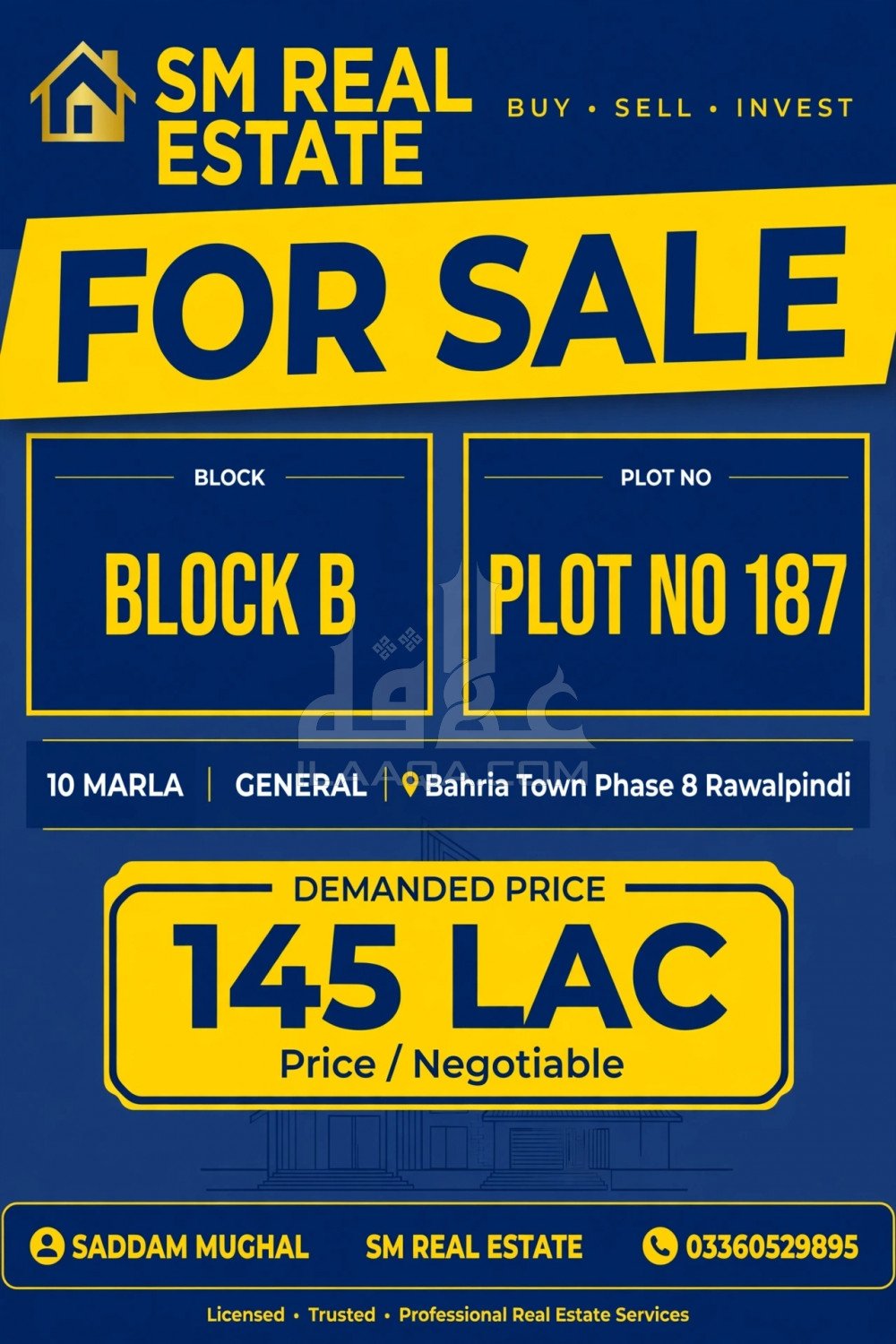 10 Marla Plot for sale in Sector B, Bahria Town Phase 8, Rawalpindi - (ID-17007)
