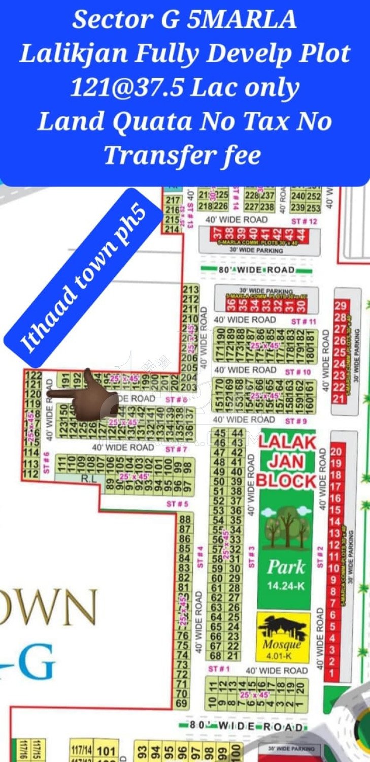 5 Marla Plot for sale in Sector G - Lalak Jan Block, Bahria Town, Lahore - (ID-17031)